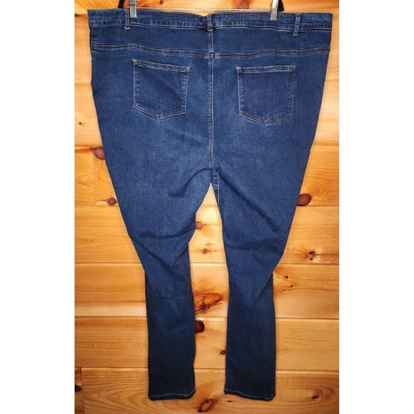 Woman Within High Rise Straight Stretch Blue Jeans Plus Size 30W Tall - Picture 5 of 12